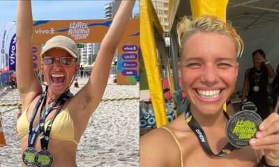 Na praia atriz Bruna Linzmeyer exibe pelos da virilha e