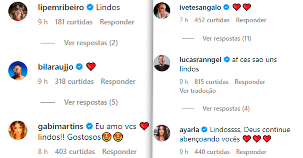Famosos elogiam post de Carlinhos Maia e Lucas Guimarães — Foto: Instagram