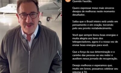 Ratinho se emociona ao mandar mensagem de apoio a Faustao