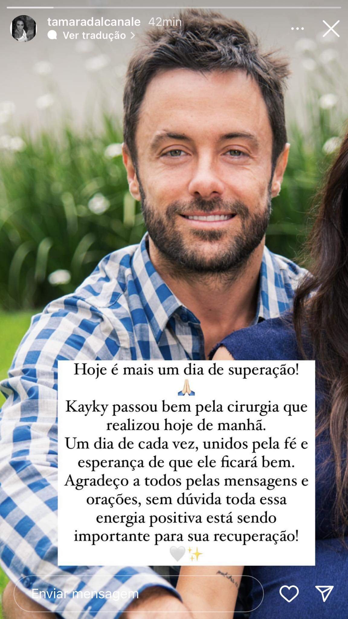Esposa do Kayky Brito, Tamara Dalcanale, fala sobre cirurgia do ator em hospital após atropelamento. (Foto: Reprodução/Instagram)