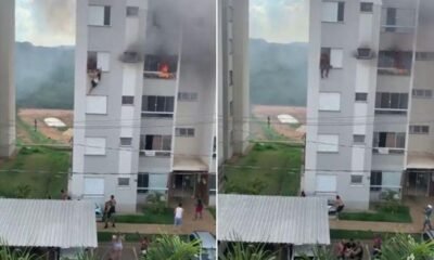 Video Avos pulam de predio apos neta de 11 anos