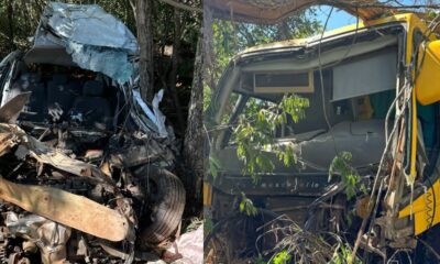 Grave acidente entre onibus com trabalhadores e carro deixa vitima