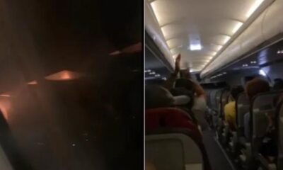 Motor de aviao pega fogo e apos pouso de emergencia