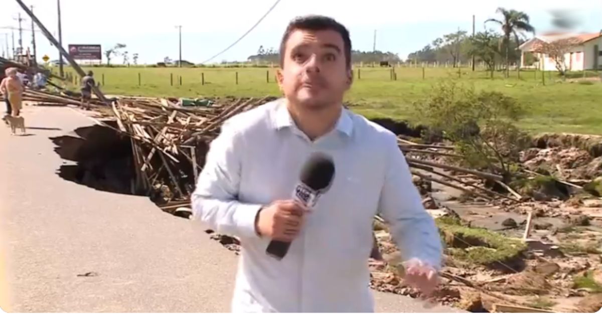 Repórter da Globo por pouco não é atingido por poste e perde a vida durante gravação – Vídeo viraliza 31 Reporter da Globo por pouco nao e atingido por poste