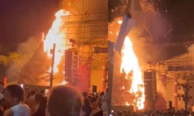 Boate pega fogo em Maceio com varias pessoas apos fogos