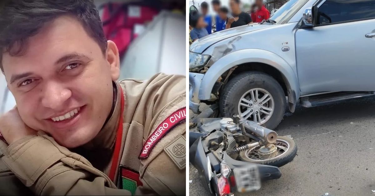 Bombeiro civil nao resiste apos colisao entre moto e caminhonete