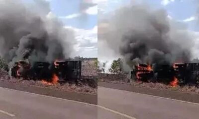 Caminhao do exercito brasileiro explode proximo a fronteira com Guiana