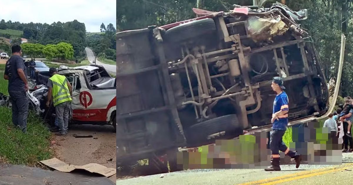 Grave colisão entre caminhonete e ônibus com 27 passageiros faz vítima fatal e deixa sete vítimas graves 31 Grave colisao entre caminhonete e onibus com 27 passageiros faz