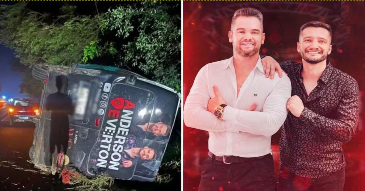 Van de dupla sertaneja se envolve em acidente com carro