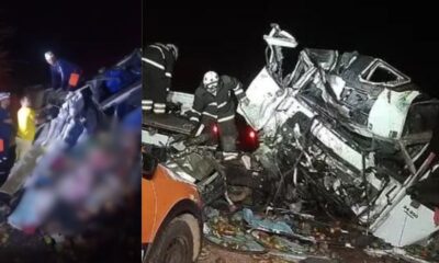 Colisao gravissima entre caminhao e onibus deixa 24 pessoas mortas