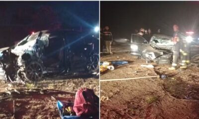 Grave colisao entre carro e caminhao deixa cinco pessoas do