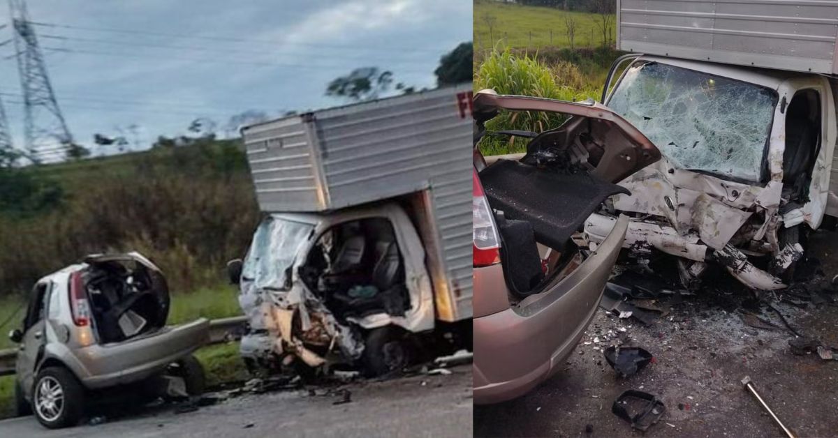 Grave colisão entre carro e caminhão deixa duas vítimas fatais e dois feridos na BR-040 31 Grave colisao entre carro e caminhao deixa duas vitimas fatais
