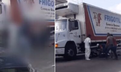 Motociclista de 22 anos acaba com cabeca presa embaixo de