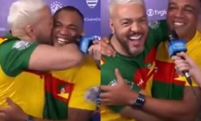 Acabou Belo e Denilson selam paz com direito a beijinho