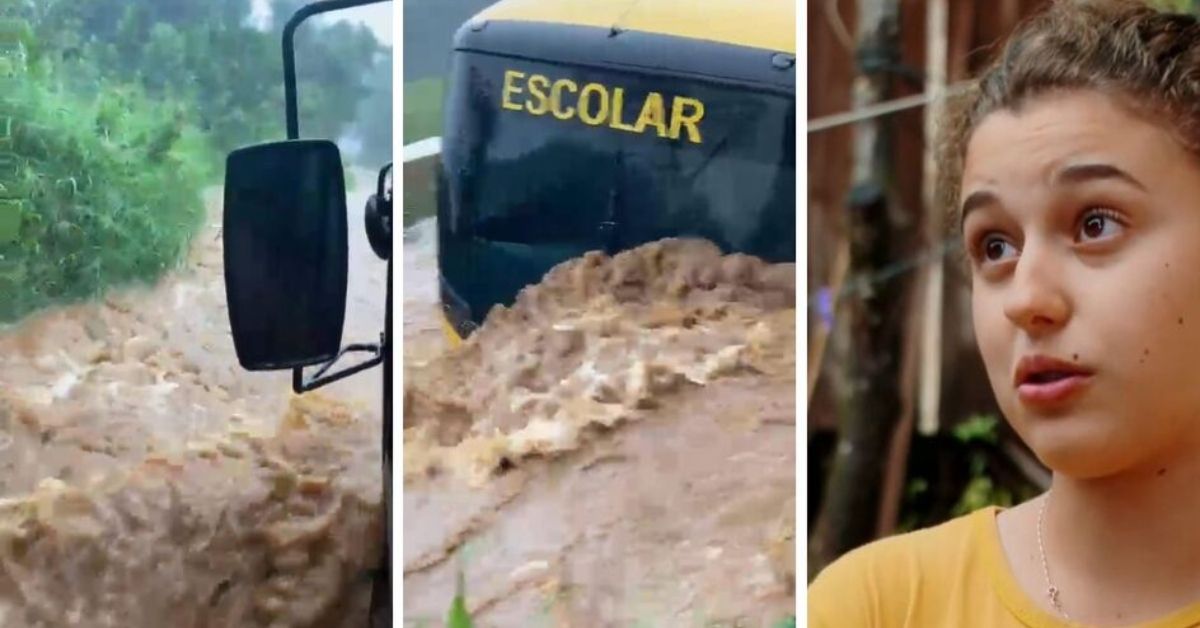 Aluna relembra medo após ônibus escolar ser arrastado por inundação no sul do país: 'medo de cair' 31 Aluna relembra medo apos onibus escolar ser arrastado por inundacao