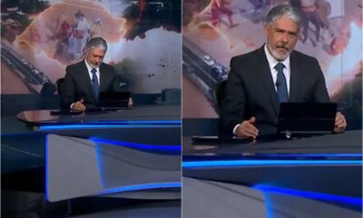 Bonner nao consegue esconder a emocao ao vivo no JN