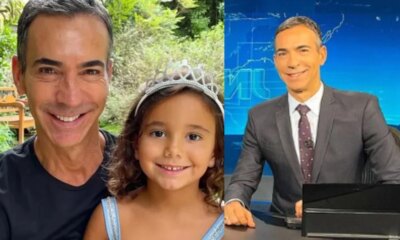Cesar Tralli surge no Jornal Nacional e sua filha tem