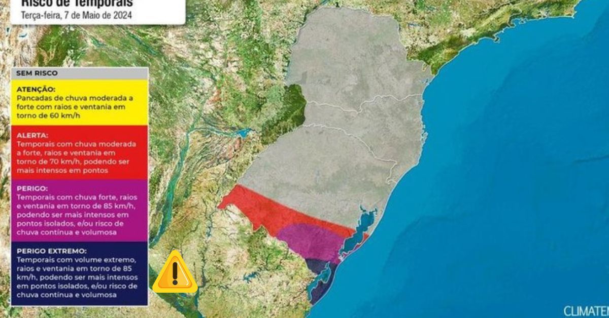 Climatempo chama atencao para perigo extremo de tempestades no Sul