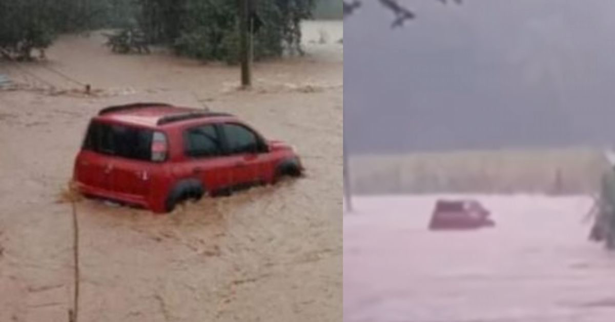 Idoso de 61 anos morre após carro ser levado por forte correnteza; ele tentou atravessar ponte 31 Idoso de 61 anos morre apos carro ser levado por