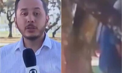 Reporter da Globo entra ao vivo e por descuido homem