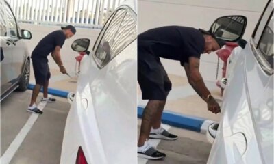 Video Neymar e flagrado furando pneu do carro de colega