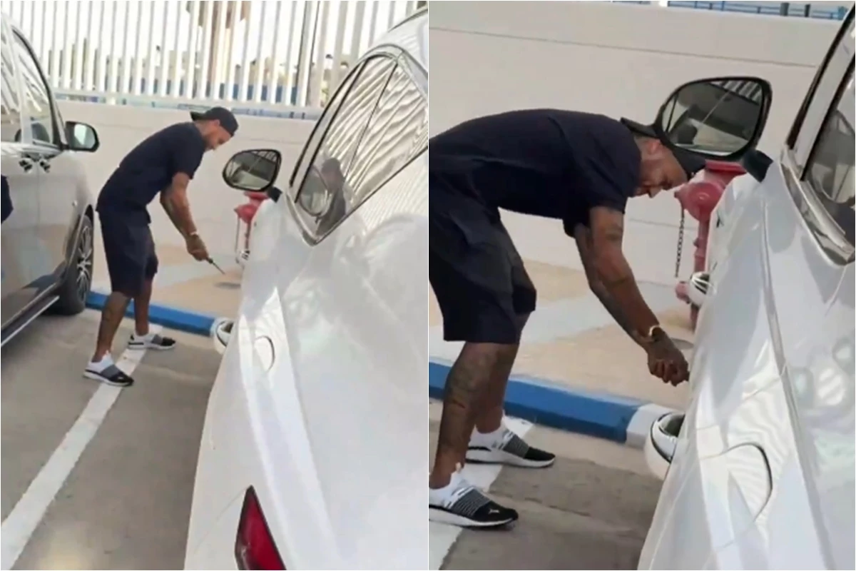 Vídeo: Neymar é flagrado furando pneu do carro de colega de equipe 35 Video Neymar e flagrado furando pneu do carro de colega