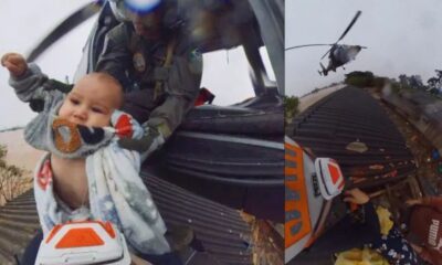 Video flagra resgate comovente de bebe de cima de telhado