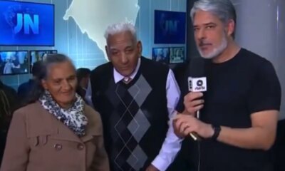 Video mostra Bonner recebendo casal de idosos durante o Jornal