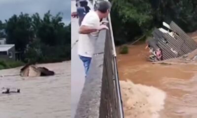 Video mostra casa inteira sendo levada por rio em meio