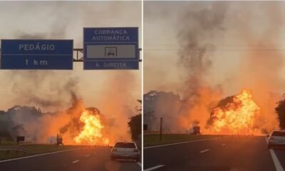 acidente com carreta de etanol causa panico em rodovia de