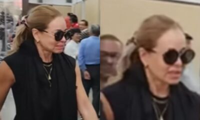 Esposa de Chrystian e flagrada aos prantos no velorio do