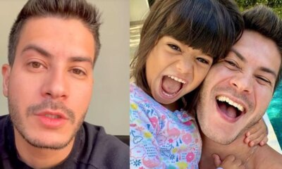 Filha de Arthur Aguiar recebe ataques apos dizer que celular