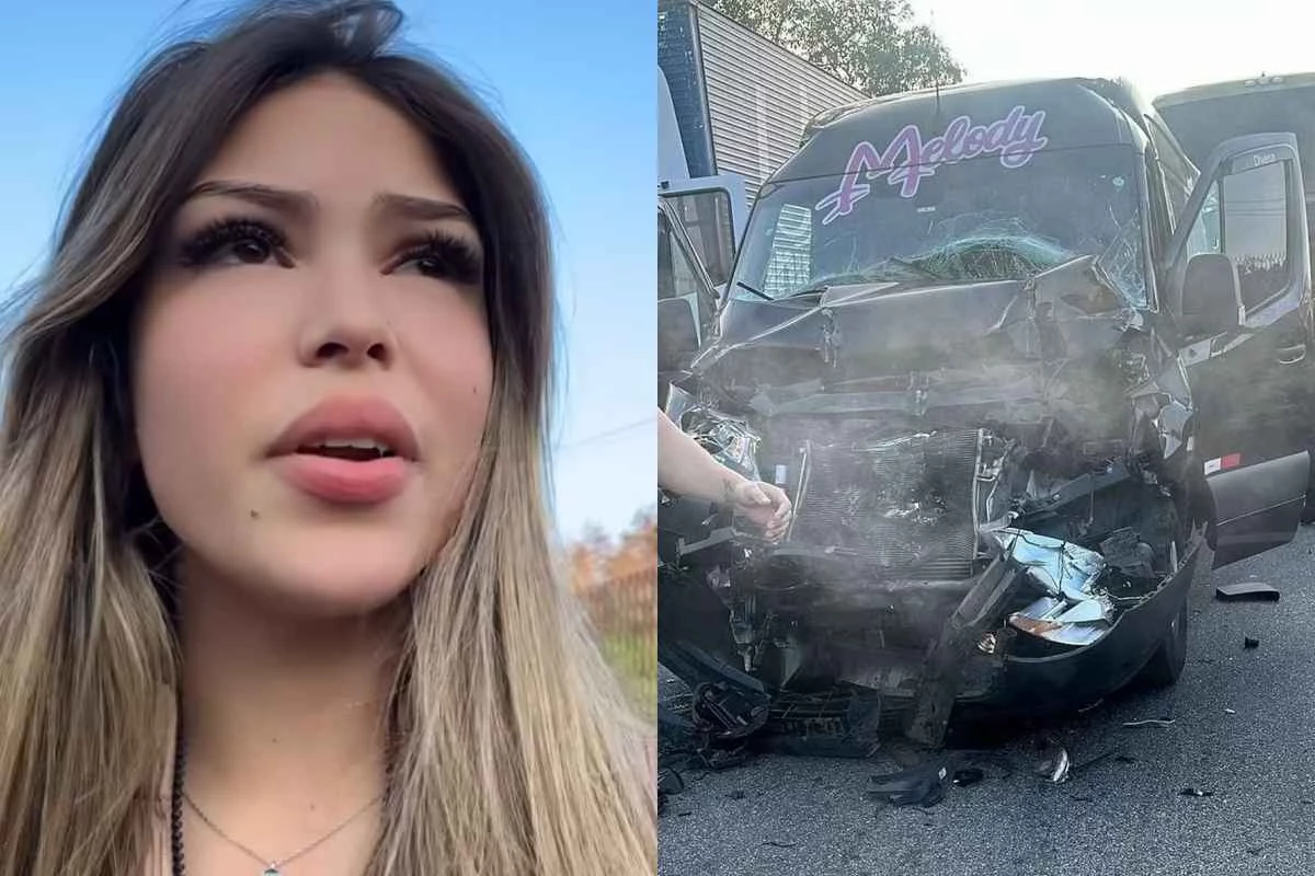 Melody sofre acidente a caminho de show, van é destruída e cantora desabafa: ‘Está todo mundo mal’ 31 Melody sofre acidente a caminho de show van e destruida