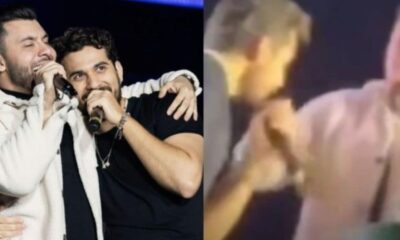 Murilo Huff da soco em Gustavo Mioto durante show e
