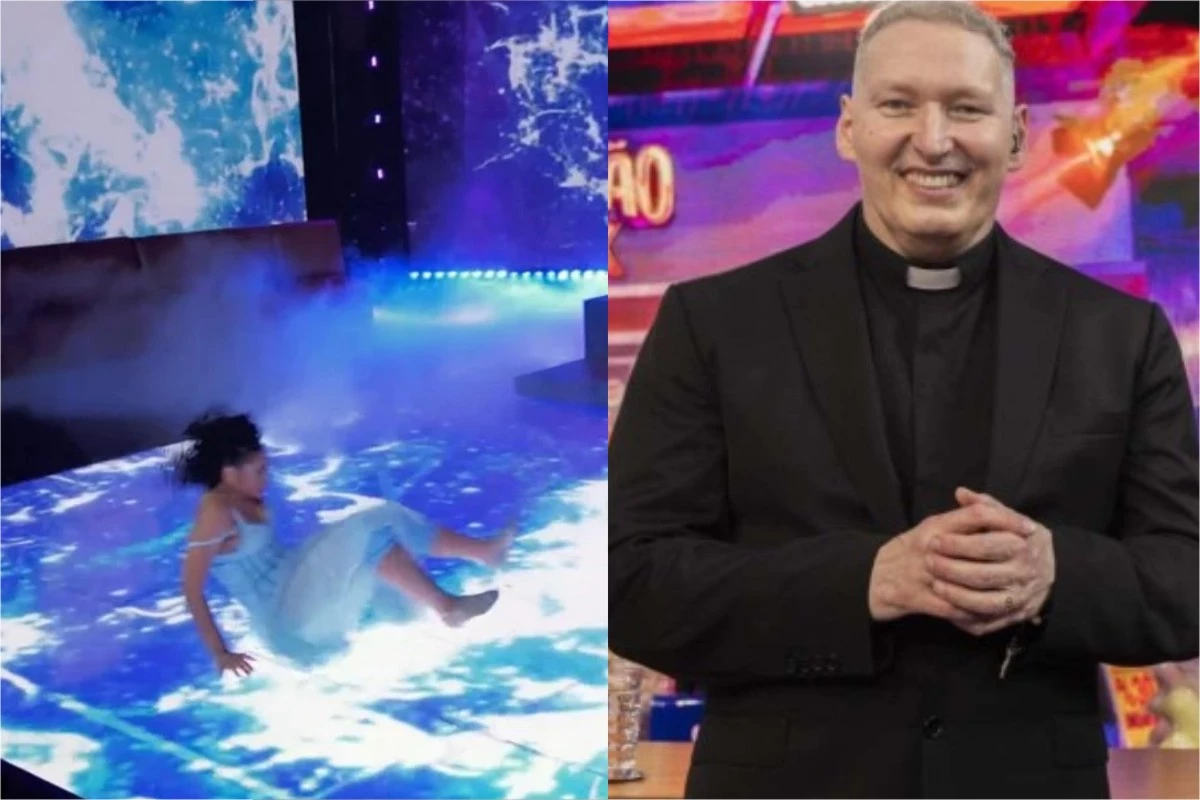 Padre Marcelo Rossi fez milagre no Domingao Video mostra tombo