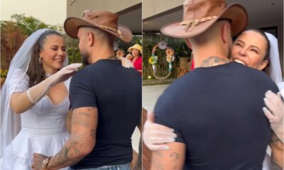 Paolla Oliveira encanta ao surgir de noiva e Diogo Nogueira