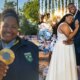 Ana Maria Braga recebe campea olimpica Beatriz Souza e marido