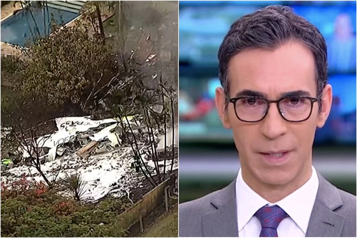 César Tralli entra ao vivo na Globo e mostra imagens do acidente de avião em Vinhedo: ‘completa destruição’ 33 Cesar Tralli entra ao vivo na Globo e mostra imagens