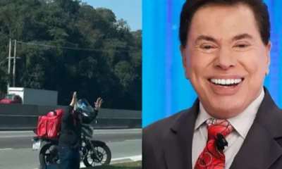 Motociclista se ajoelha e reza em frente ao SBT