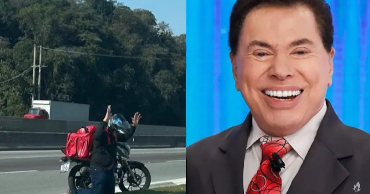 Motociclista se ajoelha e reza em frente ao SBT