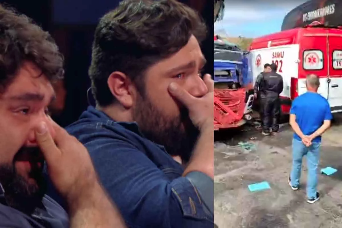 Ônibus da dupla César Menotti e Fabiano bate de frente com carreta em acidente; um dos cantores estava à bordo 31 Onibus da dupla Cesar Menotti e Fabiano bate de frente