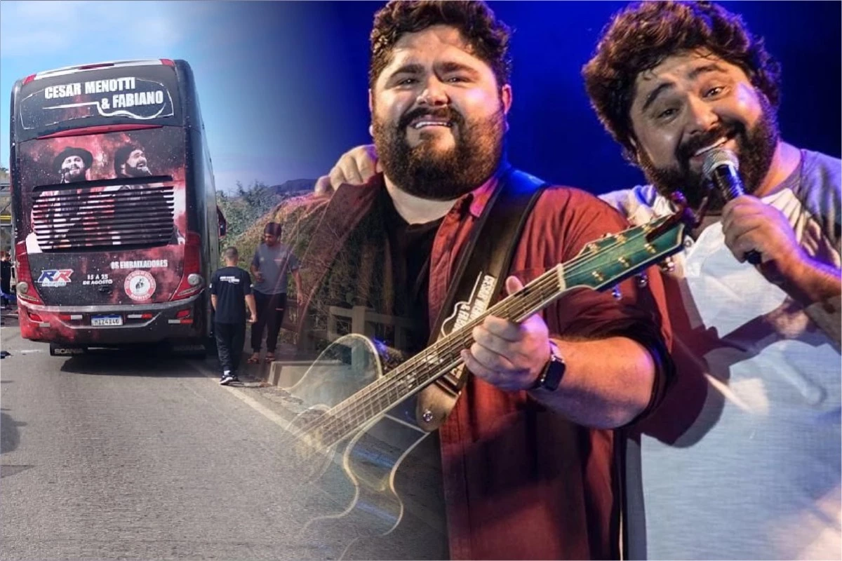 Vídeo: ônibus com César Menotti bate em caminhão: show com a dupla sertaneja foi cancelado 35 Video onibus com Cesar Menotti bate em caminhao show com