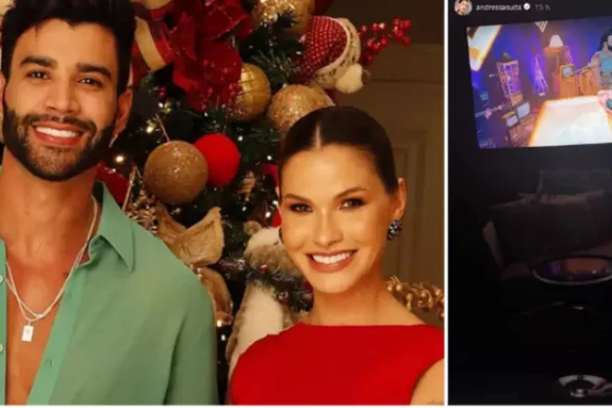 Deboche Andressa Suita assiste Gusttavo Lima e toma vinho apos