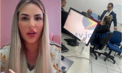 Deolane e surpreendida com a chegada da policia na casa