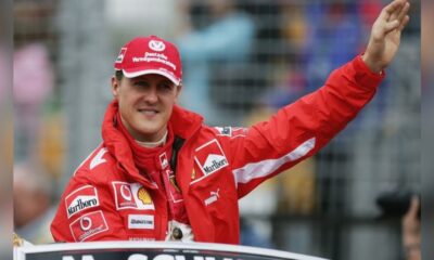 Apos mais de uma decada desde o acidente Schumacher aparece