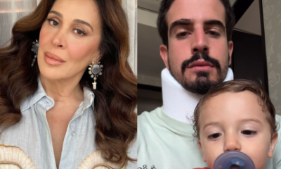 Claudia Raia explica por que o filho Enzo Celulari está com colar cervical