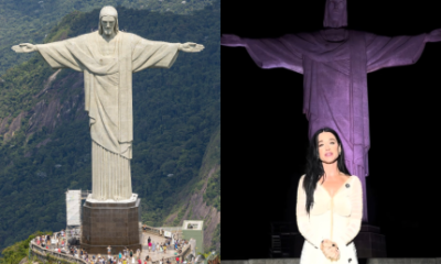 Katy Perry gravou homenagem em Cristo Redentor durante passagem pelo Rio de Janeiro