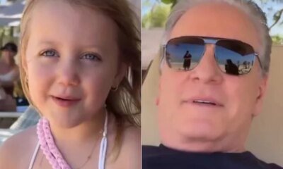 Roberto Justus fica surpreso ao ver a filha o chamar