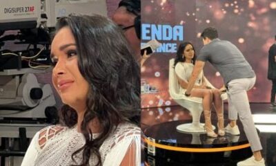 Gizelly Bicalho chora durante gravação e é consolada por Rodrigo Faro