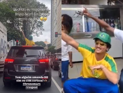 Bruno Mars esbanja simpatia e diverte fãs em BH com juliete e mototáxi